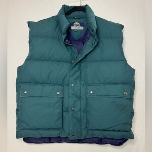 Woodlake Vintage 80's Men's Down Vest Green Full Zip Size L